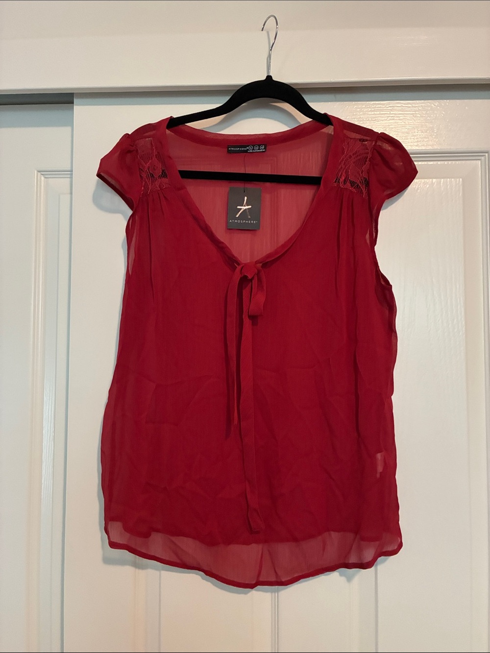 Atmosphere Red Tie-Front Cap Sleeve Blouse